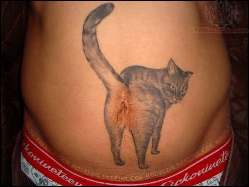 Belly Button Cat Tattoo